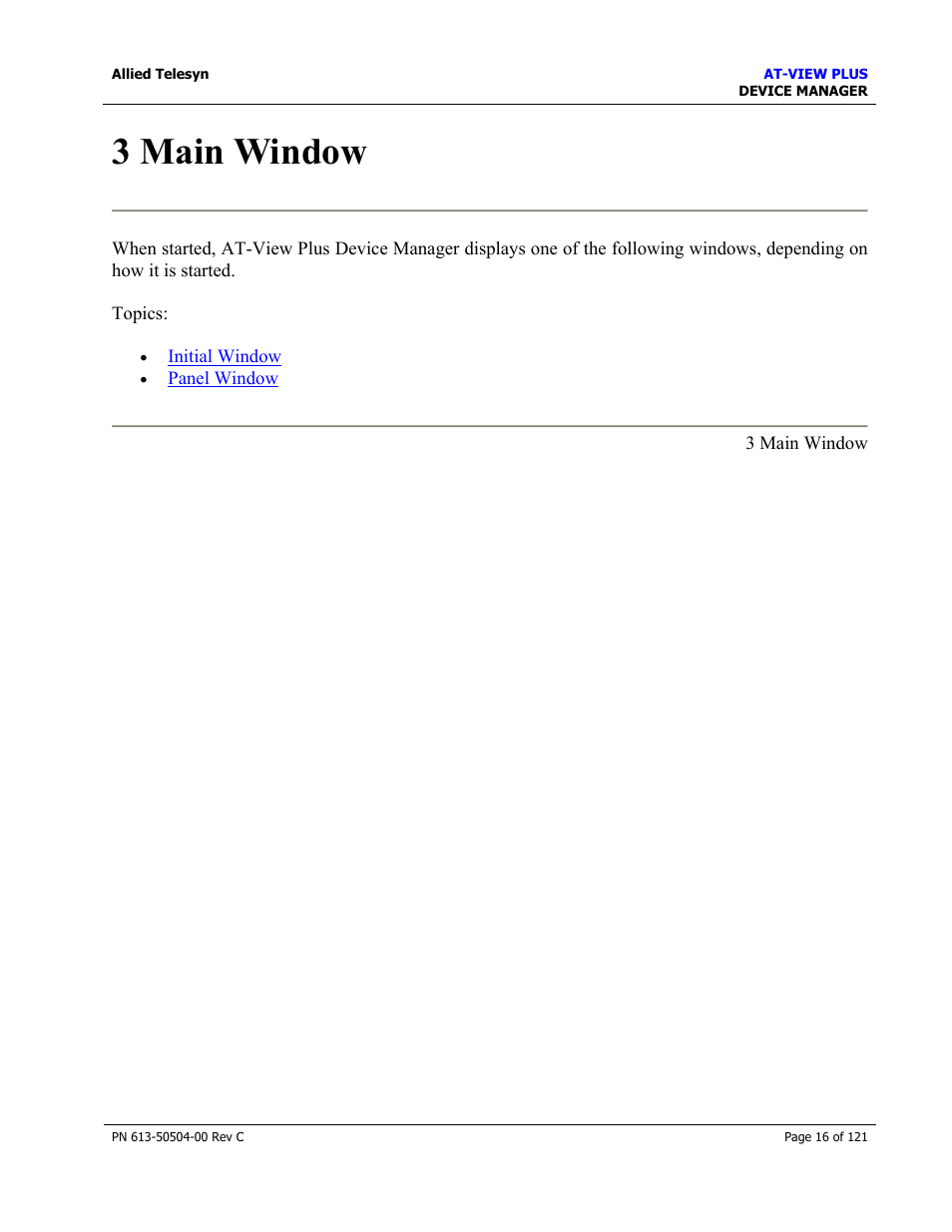 3 main window | Allied Telesis AT-VIEW PLUS 2.3 DEVICE MANAGER User Manual | Page 16 / 121