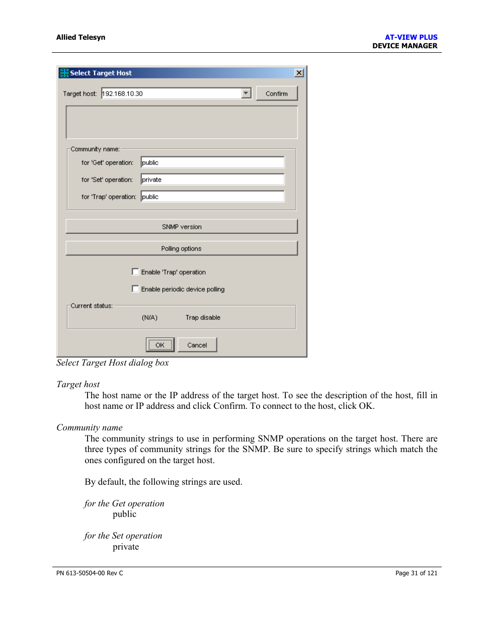 Allied Telesis AT-VIEW PLUS 2.3 DEVICE MANAGER User Manual | Page 31 / 121