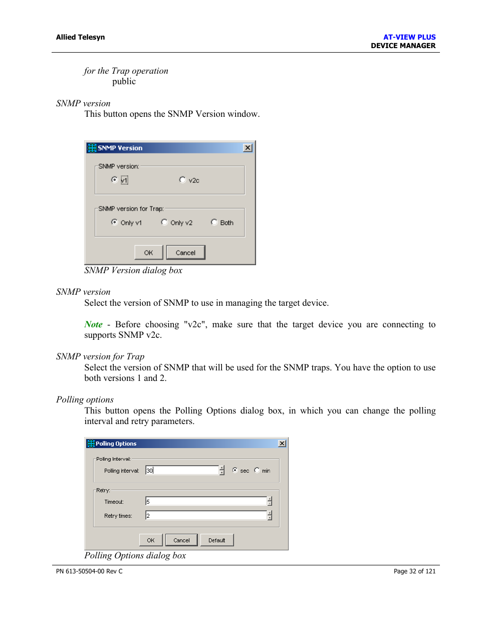 Allied Telesis AT-VIEW PLUS 2.3 DEVICE MANAGER User Manual | Page 32 / 121