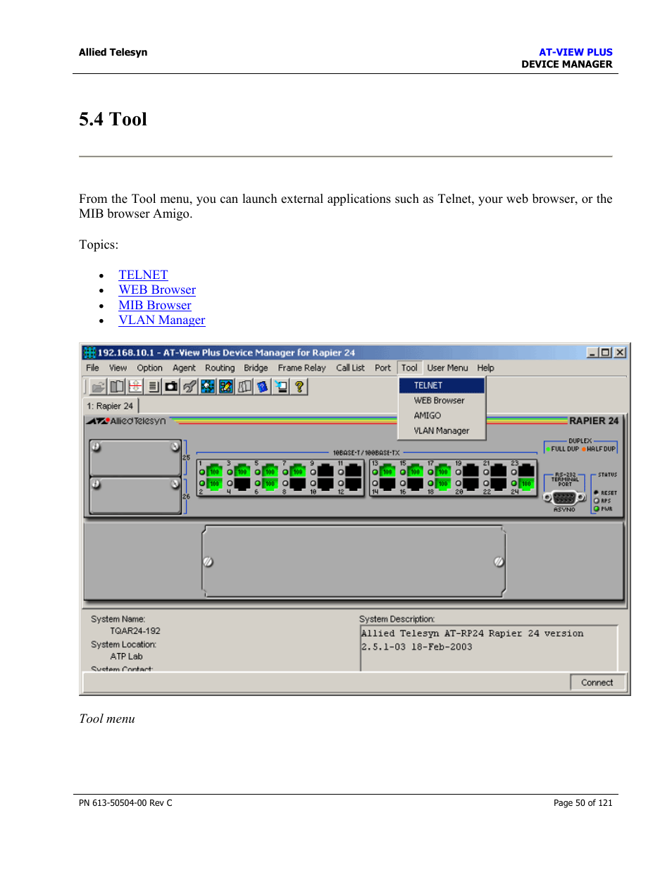 4 tool | Allied Telesis AT-VIEW PLUS 2.3 DEVICE MANAGER User Manual | Page 50 / 121