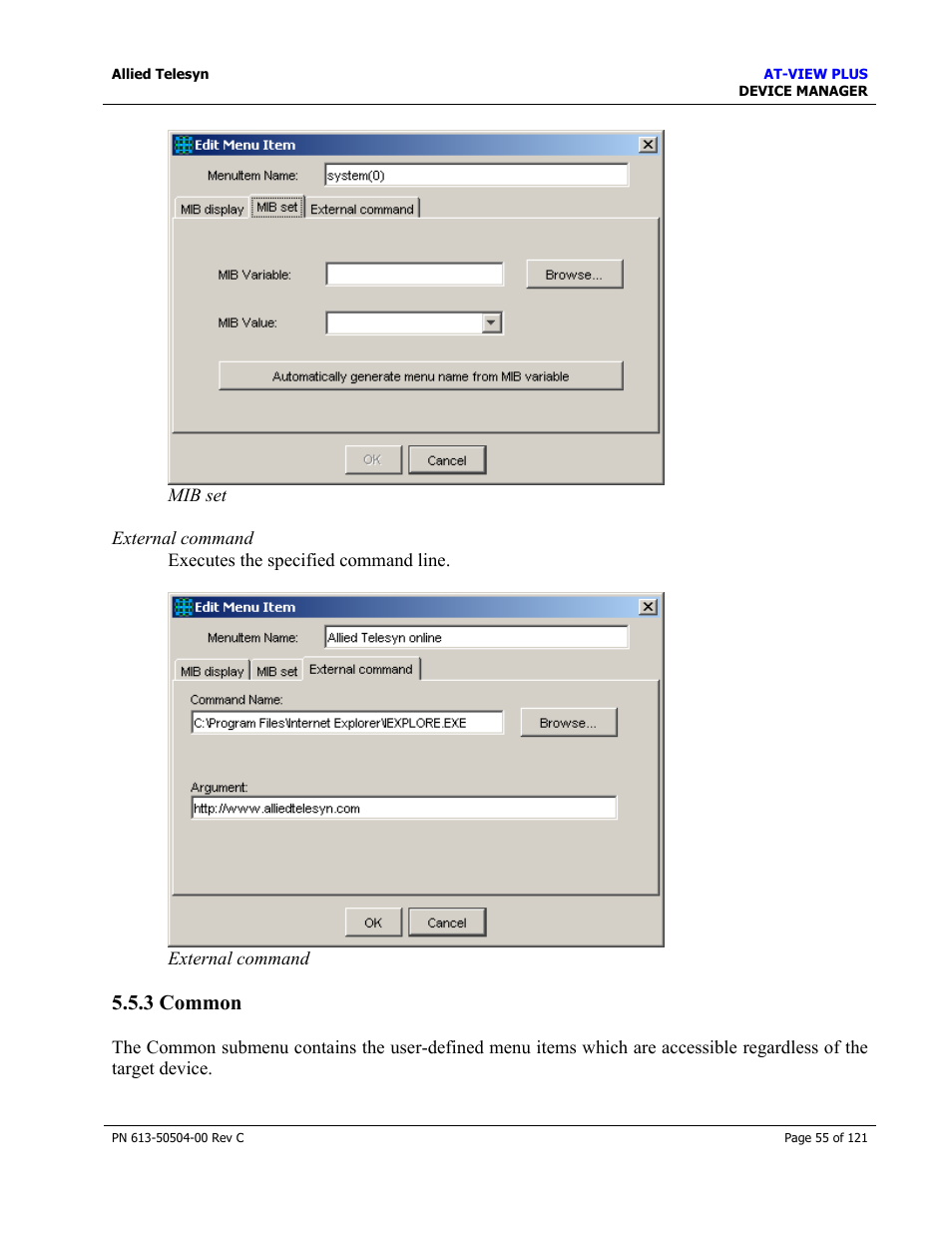 3 common | Allied Telesis AT-VIEW PLUS 2.3 DEVICE MANAGER User Manual | Page 55 / 121