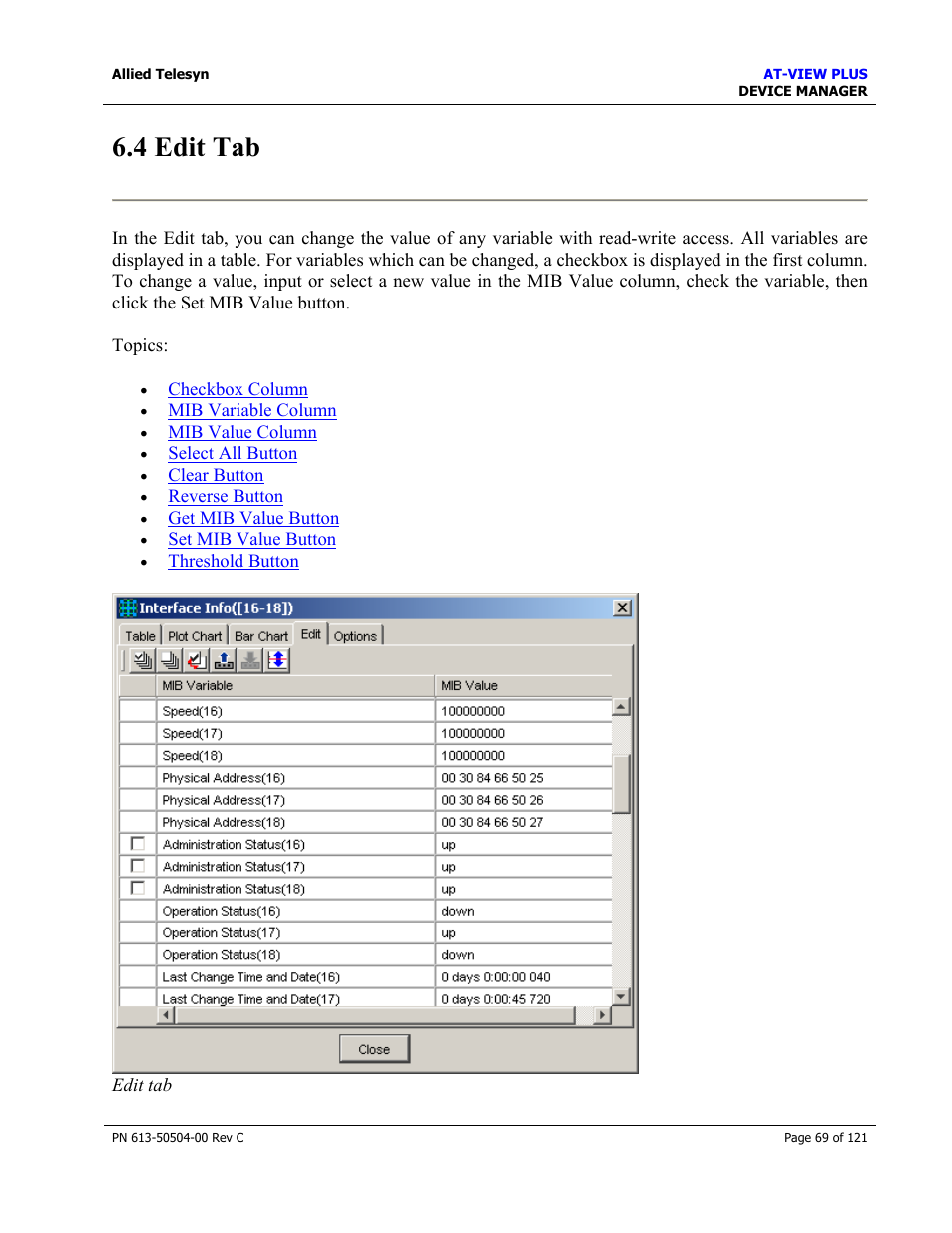 4 edit tab | Allied Telesis AT-VIEW PLUS 2.3 DEVICE MANAGER User Manual | Page 69 / 121