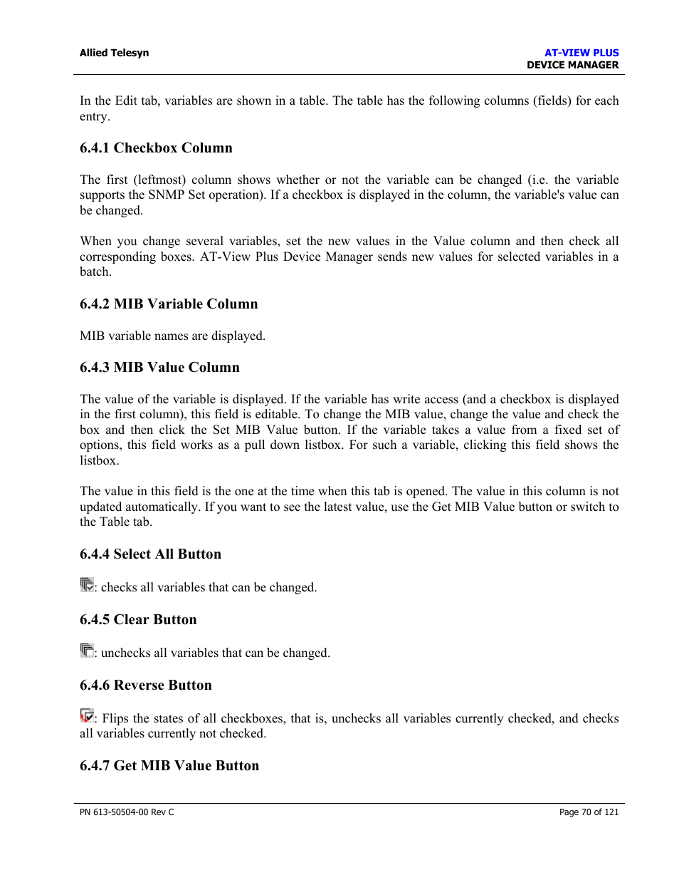 Allied Telesis AT-VIEW PLUS 2.3 DEVICE MANAGER User Manual | Page 70 / 121