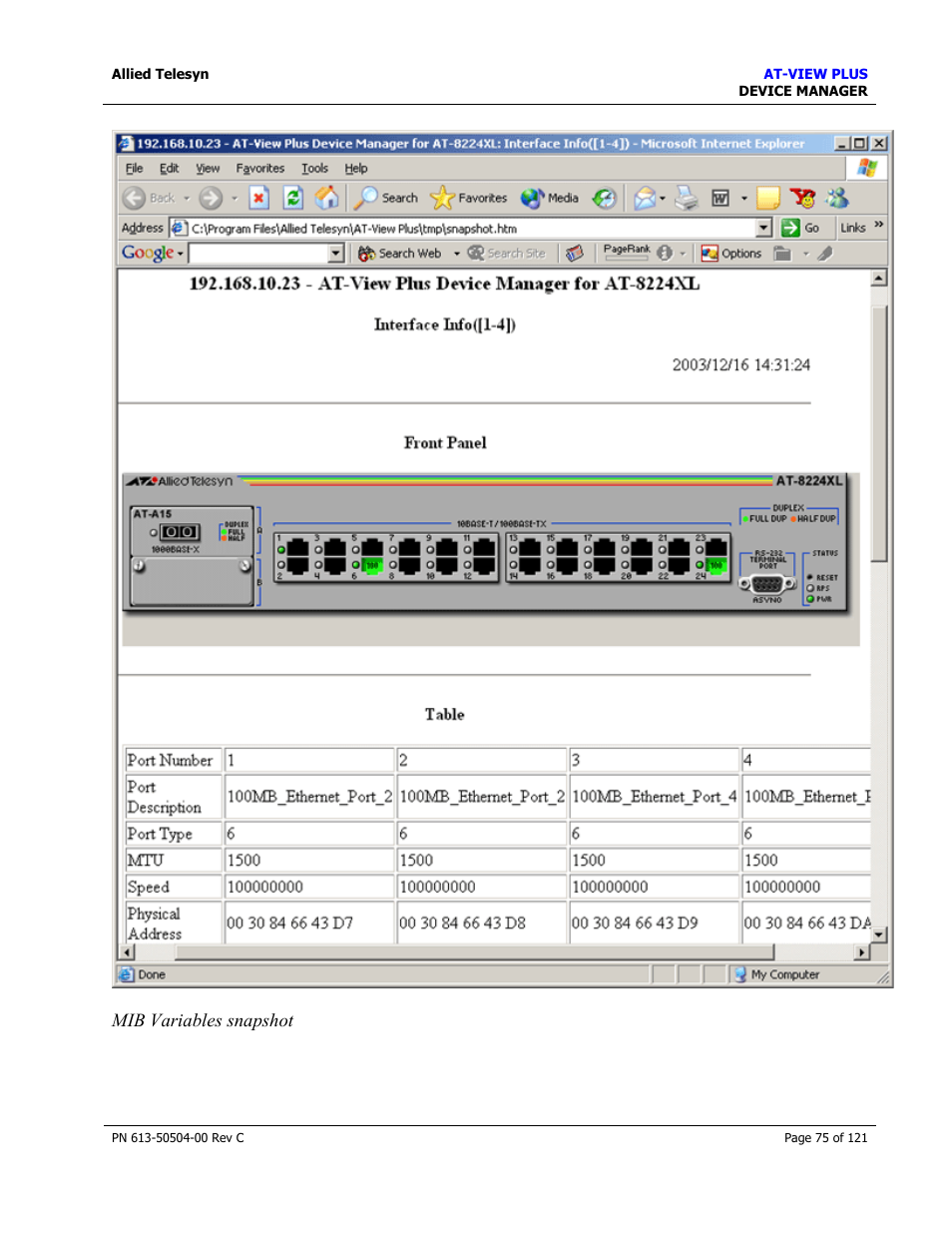 Allied Telesis AT-VIEW PLUS 2.3 DEVICE MANAGER User Manual | Page 75 / 121