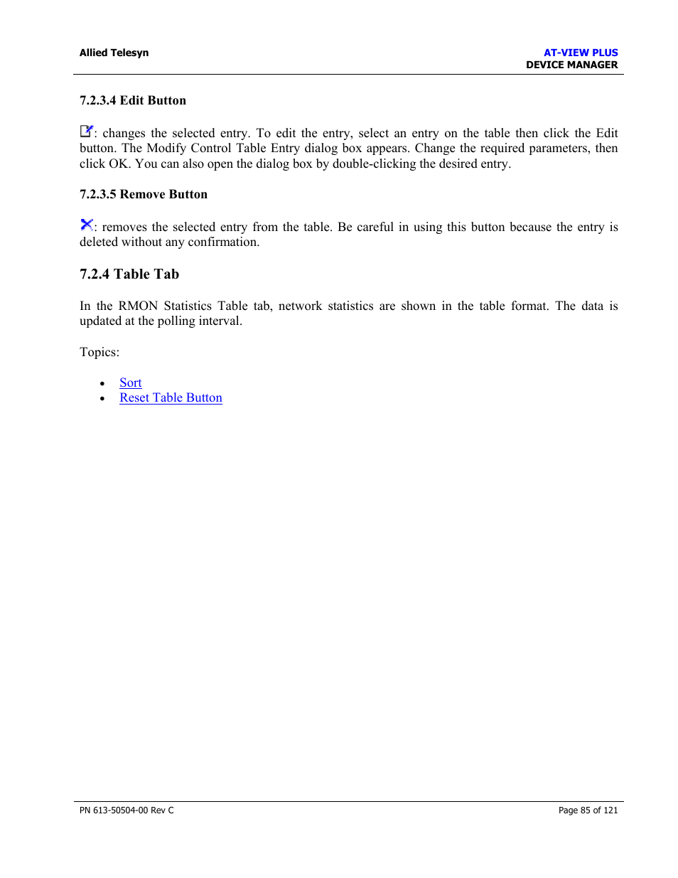 4 table tab | Allied Telesis AT-VIEW PLUS 2.3 DEVICE MANAGER User Manual | Page 85 / 121