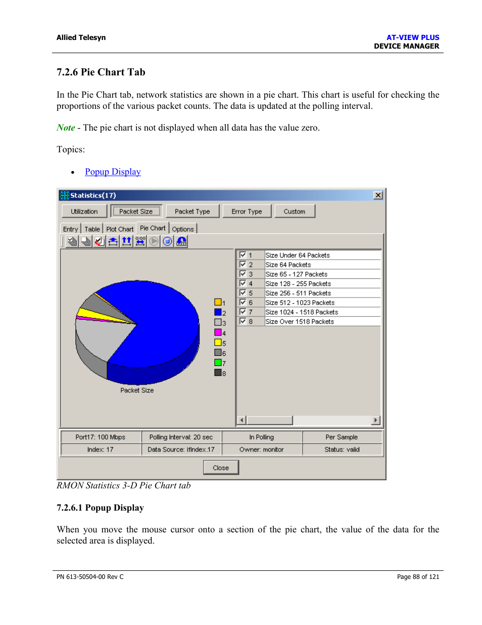 6 pie chart tab | Allied Telesis AT-VIEW PLUS 2.3 DEVICE MANAGER User Manual | Page 88 / 121