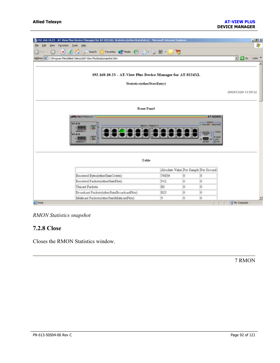 8 close | Allied Telesis AT-VIEW PLUS 2.3 DEVICE MANAGER User Manual | Page 92 / 121