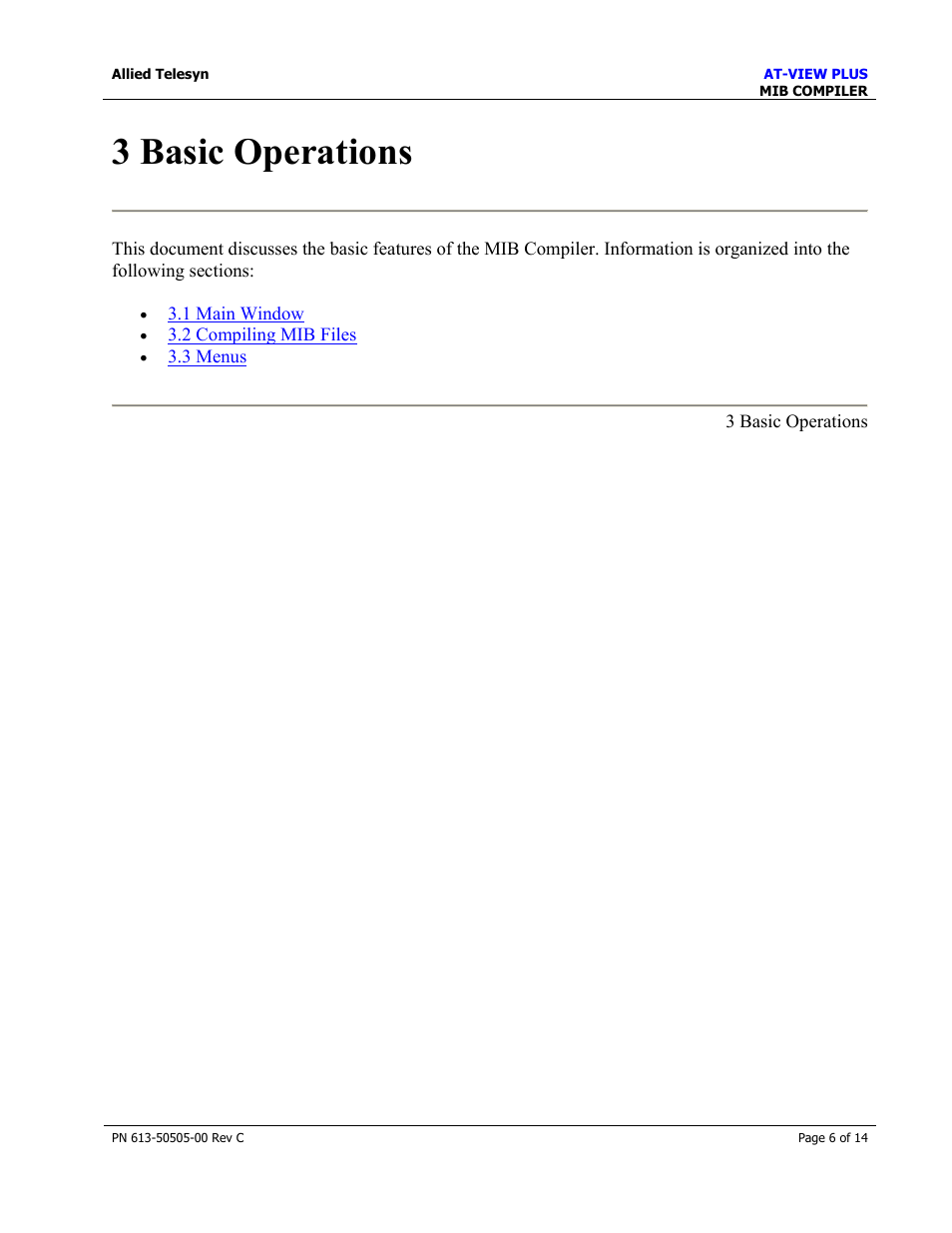 3 basic operations | Allied Telesis AT-VIEW PLUS 2.3 MIB COMPILER User Manual | Page 6 / 14
