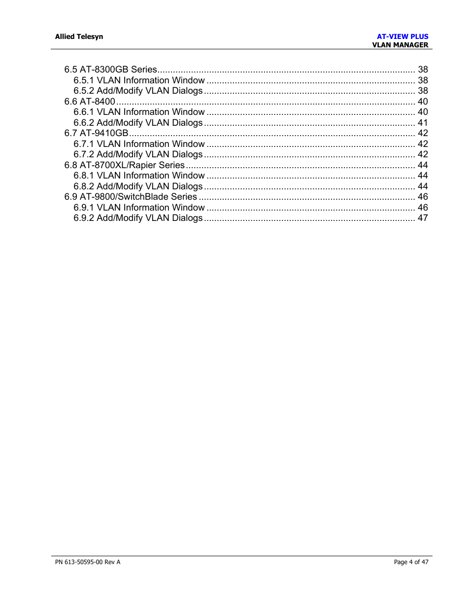 Allied Telesis AT-VIEW PLUS 2.3 VLAN MANAGER User Manual | Page 4 / 47