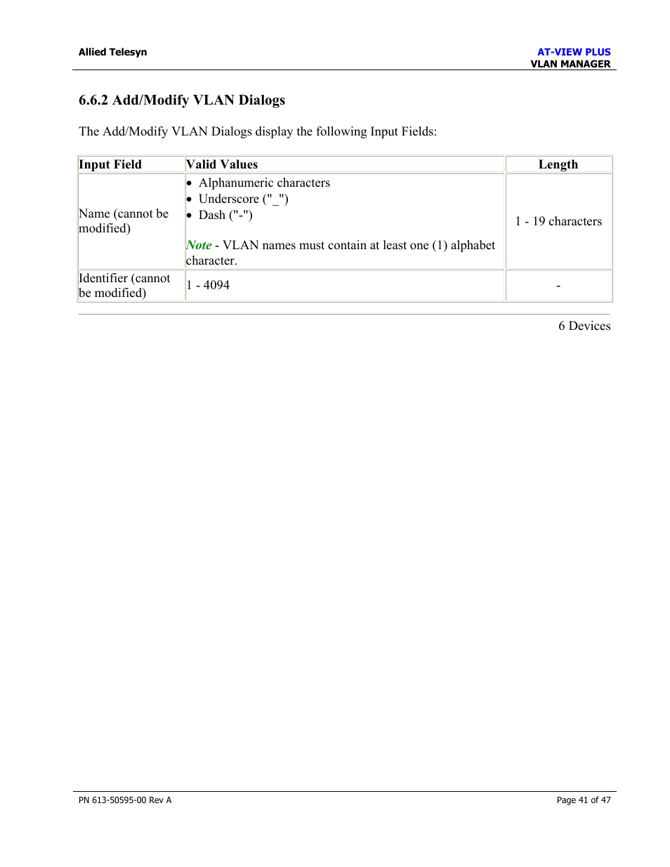 2 add/modify vlan dialogs | Allied Telesis AT-VIEW PLUS 2.3 VLAN MANAGER User Manual | Page 41 / 47