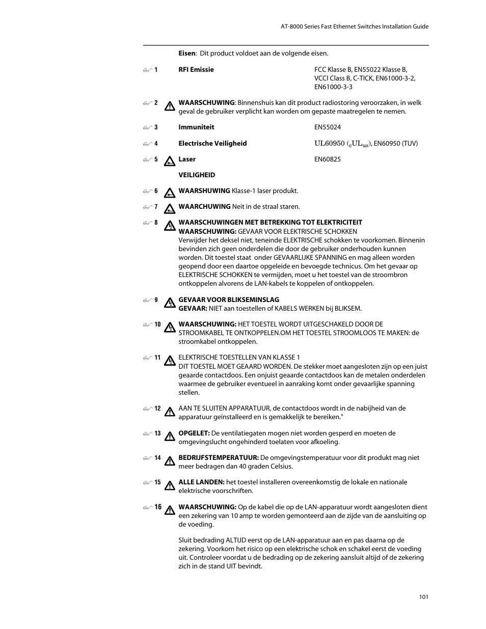Allied Telesis AT-8088/xx (MT and SC) User Manual | Page 101 / 116