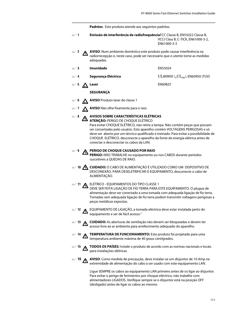 Allied Telesis AT-8088/xx (MT and SC) User Manual | Page 111 / 116