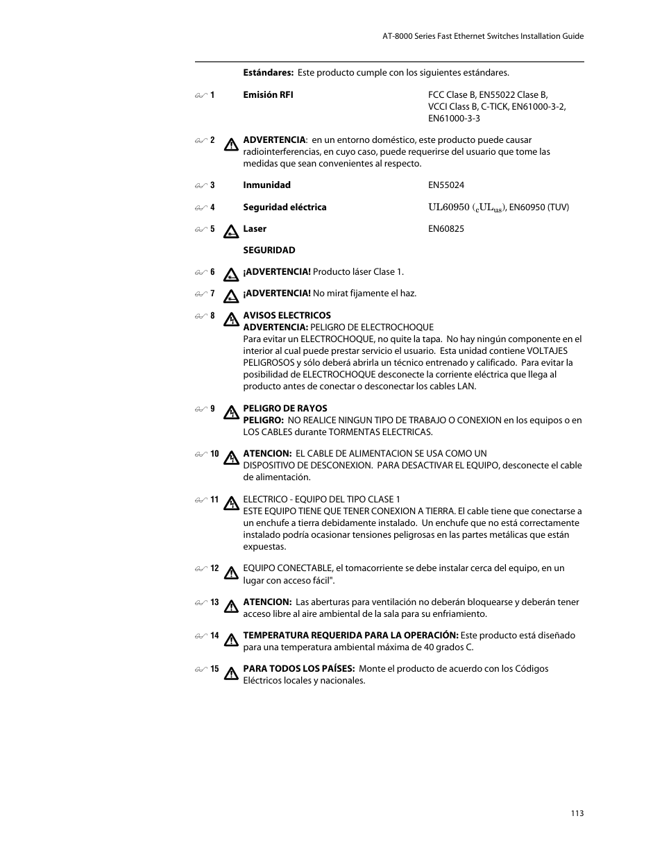 Allied Telesis AT-8088/xx (MT and SC) User Manual | Page 113 / 116