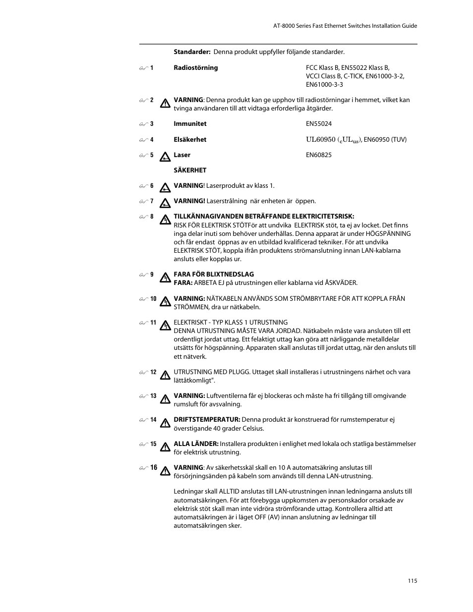 Allied Telesis AT-8088/xx (MT and SC) User Manual | Page 115 / 116