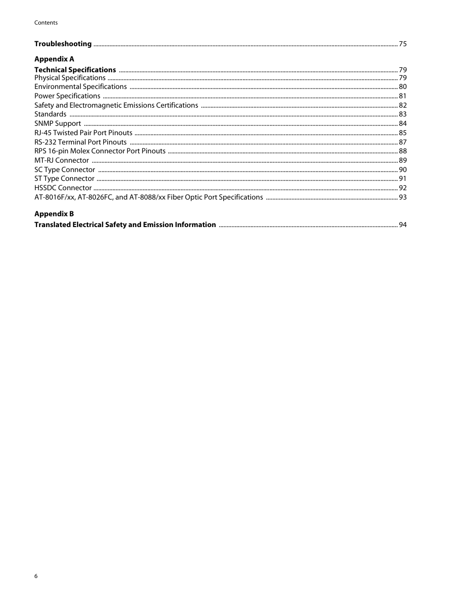 Allied Telesis AT-8088/xx (MT and SC) User Manual | Page 6 / 116