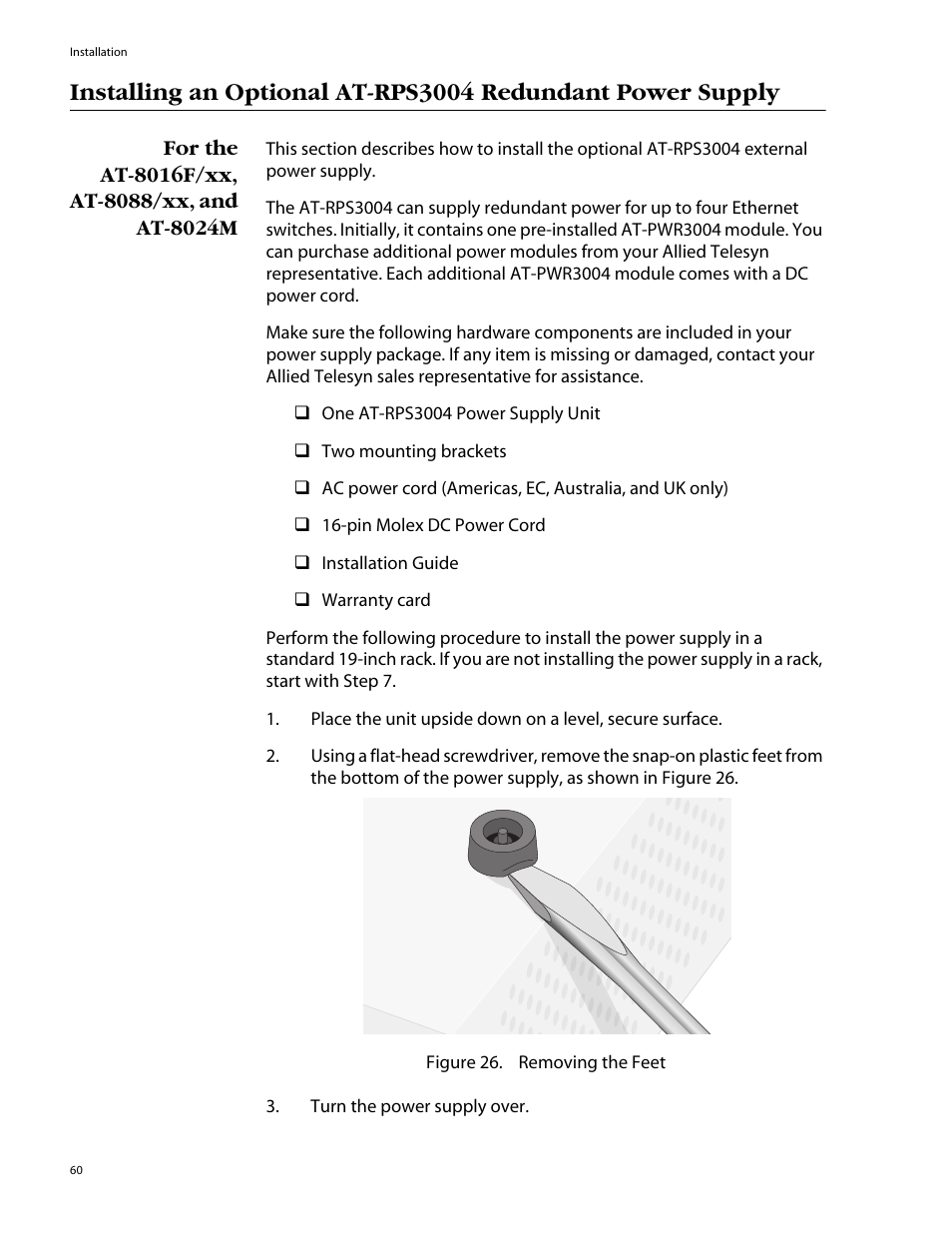 For the at-8016f/xx, at-8088/xx, and at-8024m | Allied Telesis AT-8088/xx (MT and SC) User Manual | Page 60 / 116