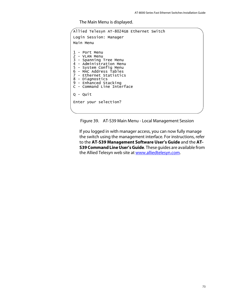 Allied Telesis AT-8088/xx (MT and SC) User Manual | Page 73 / 116