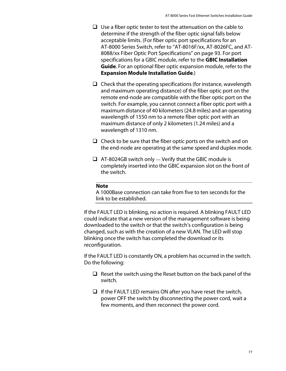 Allied Telesis AT-8088/xx (MT and SC) User Manual | Page 77 / 116