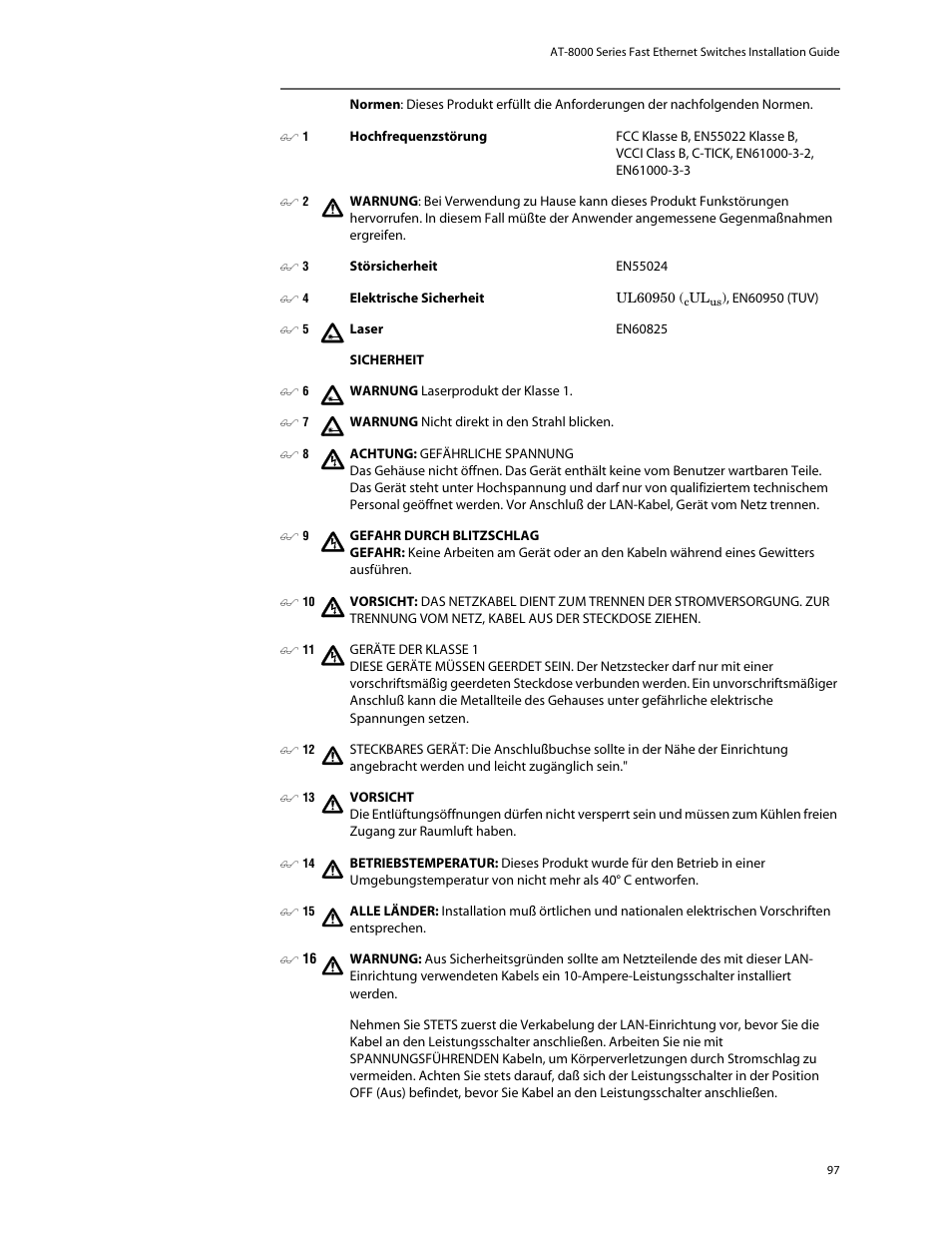 Allied Telesis AT-8088/xx (MT and SC) User Manual | Page 97 / 116