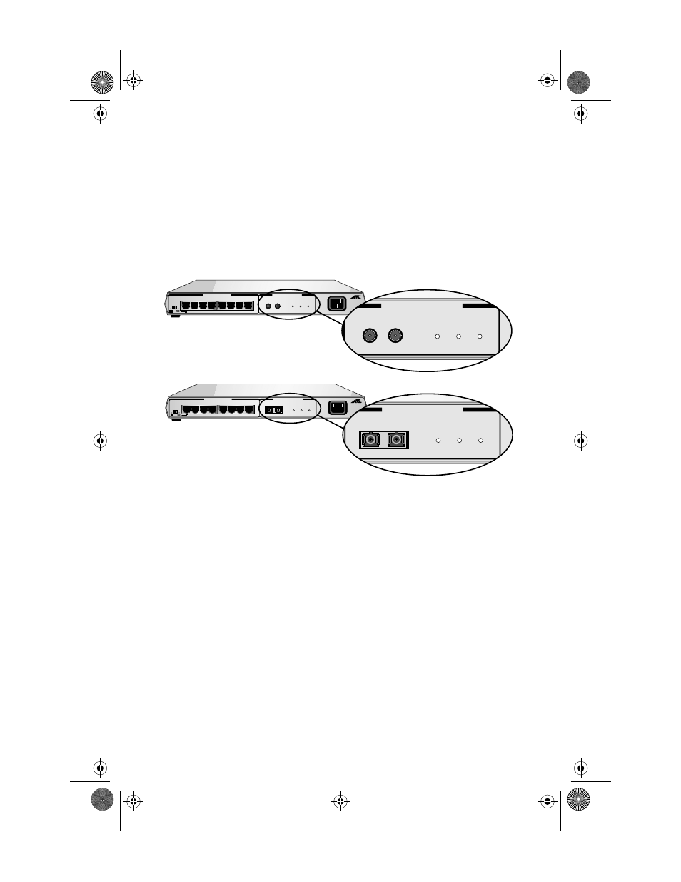 Figure5: st/sc fiber connectors, Utp, cascade, and uplink ports, Product description 8 | Allied Telesis AT-MR840TF User Manual | Page 28 / 48