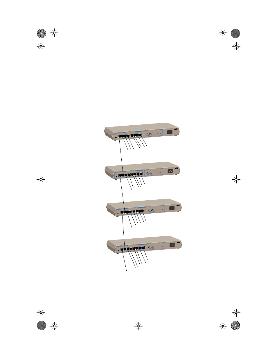 Cascade configuration, Figure9: port 8 cascading hubs, Rx tx rx tx link | Allied Telesis AT-MR840TF User Manual | Page 37 / 48