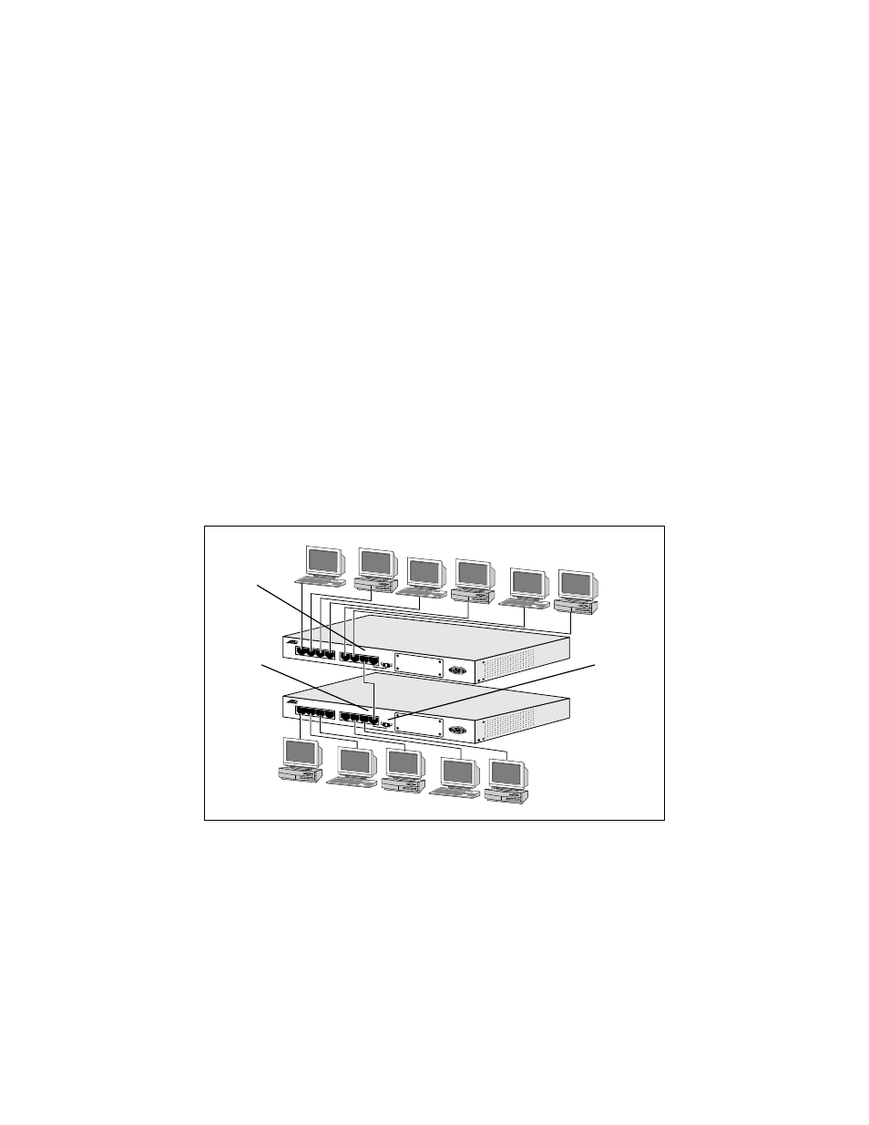 The two-repeater rule, Cascaded installation, Figure7: cascaded hubs | Cascading with fast ethernet, The two-repeater rule cascaded installation | Allied Telesis AT-MR908TX User Manual | Page 32 / 62