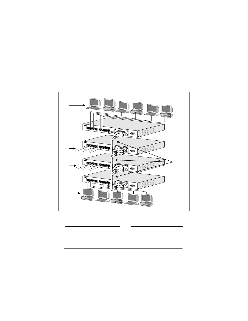 Figure8: stacked configuration, Stacked installation | Allied Telesis AT-MR908TX User Manual | Page 35 / 62