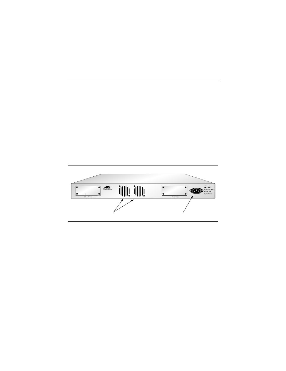 Chapter2, Installation, Figure10: power receptacle | Chapter 2, Power | Allied Telesis AT-MR912TX User Manual | Page 33 / 68