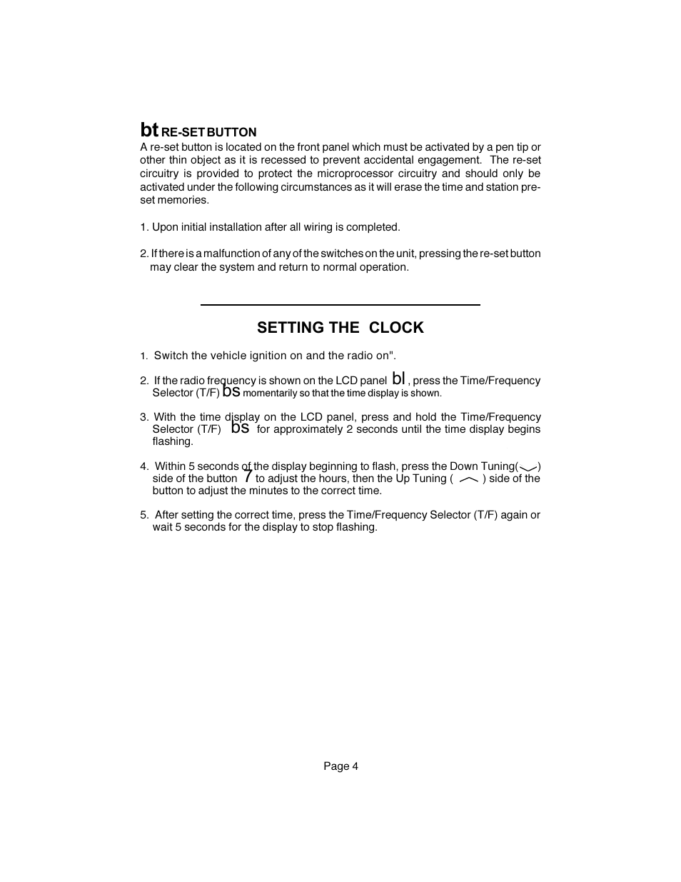 Setting the clock | Audiovox CE250 User Manual | Page 5 / 8