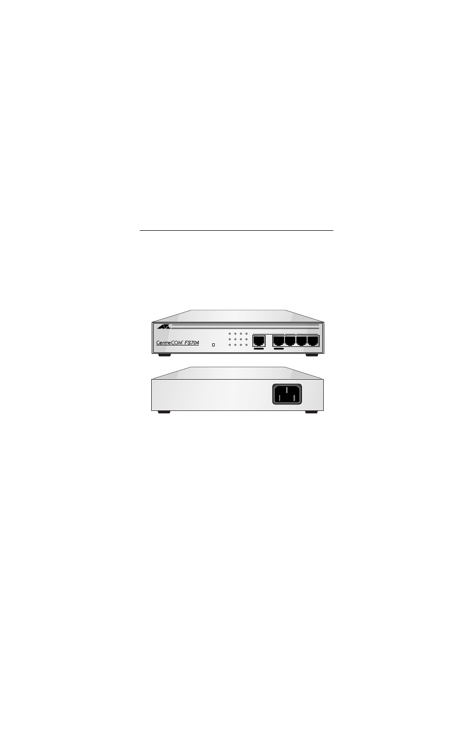 Chapter1, Product description, Figure 1 at-fs704 front and rear panels | Chapter 1 | Allied Telesis AT-FS704 User Manual | Page 17 / 38