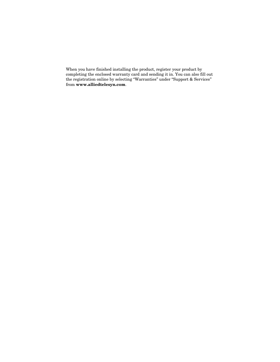 Warranty registration | Allied Telesis AT-FS717FC/xx User Manual | Page 27 / 46