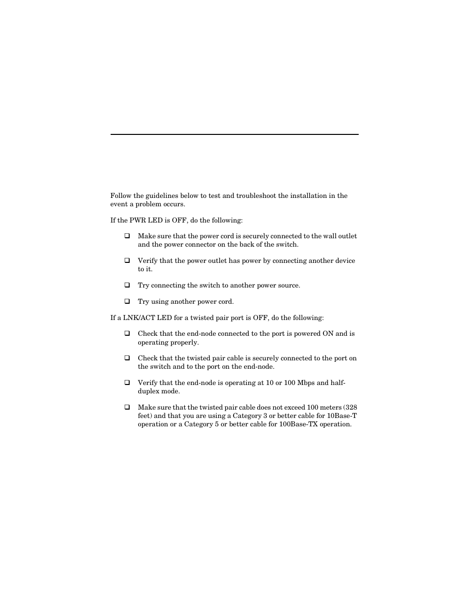 Chapter 3, Troubleshooting | Allied Telesis AT-FS717FC/xx User Manual | Page 29 / 46