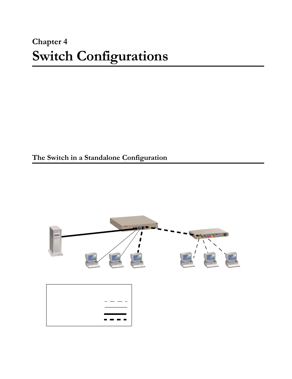 Chapter4, Switch configurations, The switch in a standalone configuration | Chapter 4, Switch configurations,” pr, 6zlwfk#&rqiljxudwlrqv, Kdswhu 7, 7kh#6zlwfk#lq#d#6wdqgdorqh#&rqiljxudwlrq | Allied Telesis AT-FS724 User Manual | Page 47 / 68