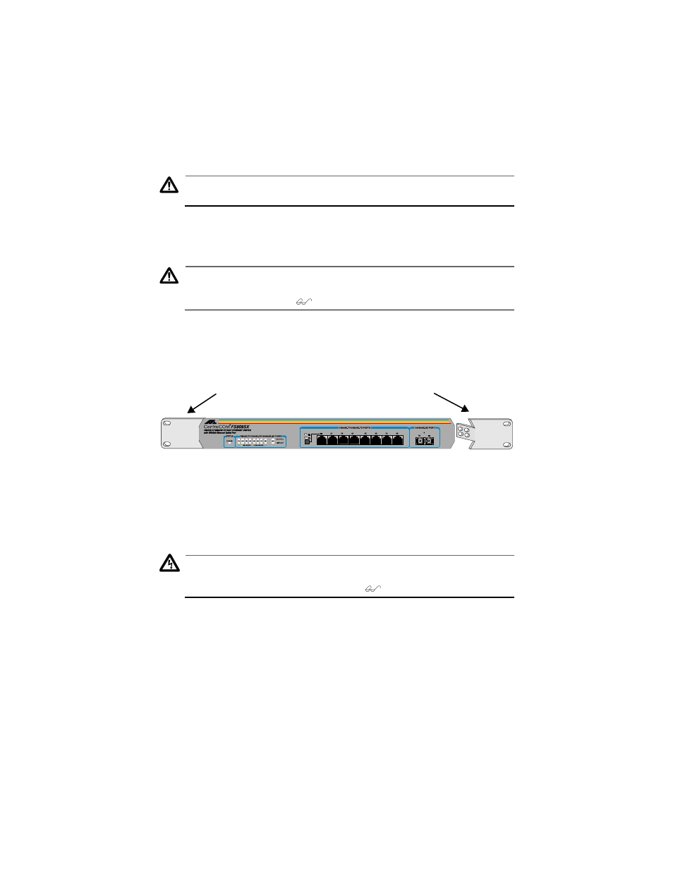 Installing the switch into a rack mount | Allied Telesis AT-FS909SX User Manual | Page 20 / 44
