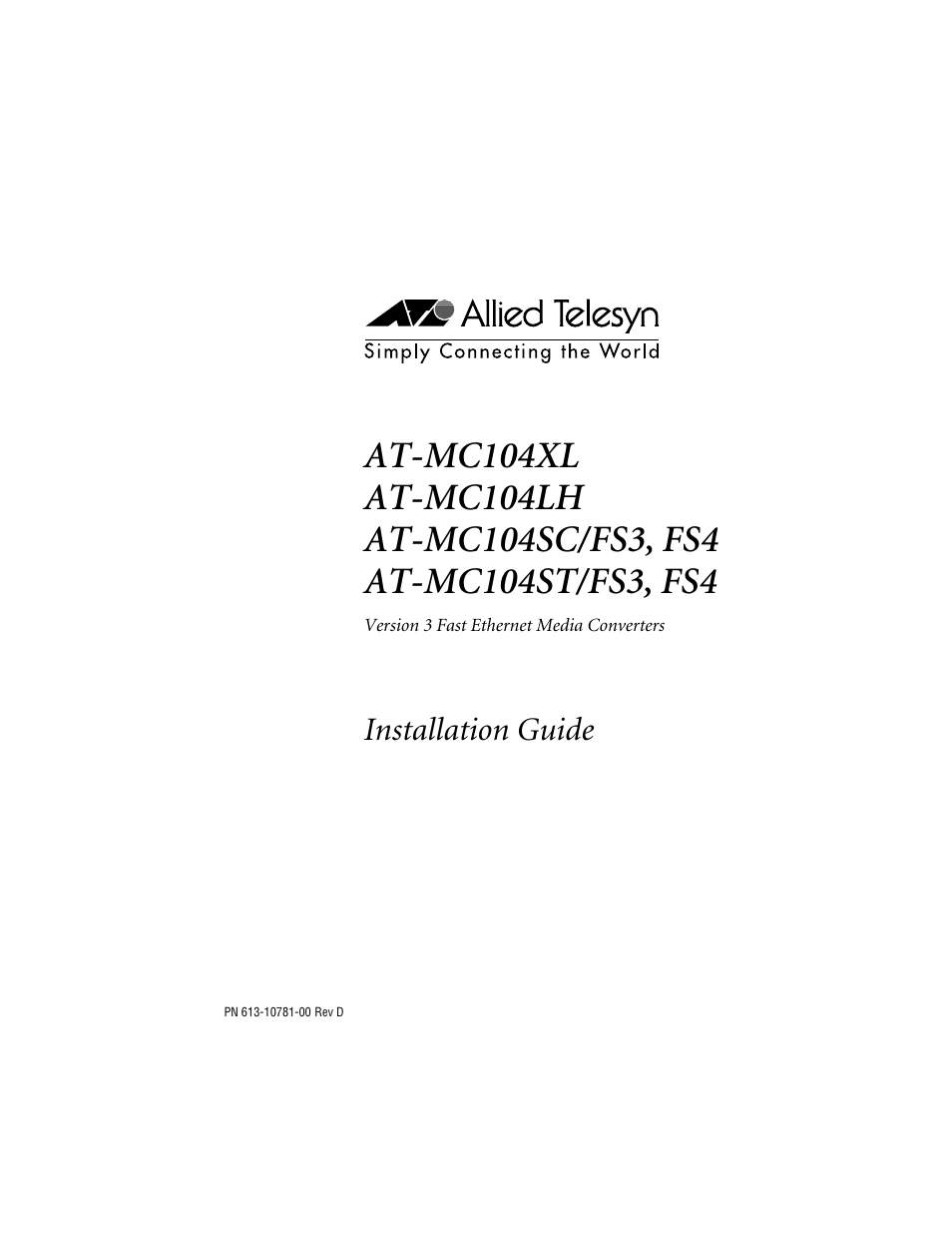Allied Telesis AT-MC104ST/FS3, FS4 User Manual | 42 pages
