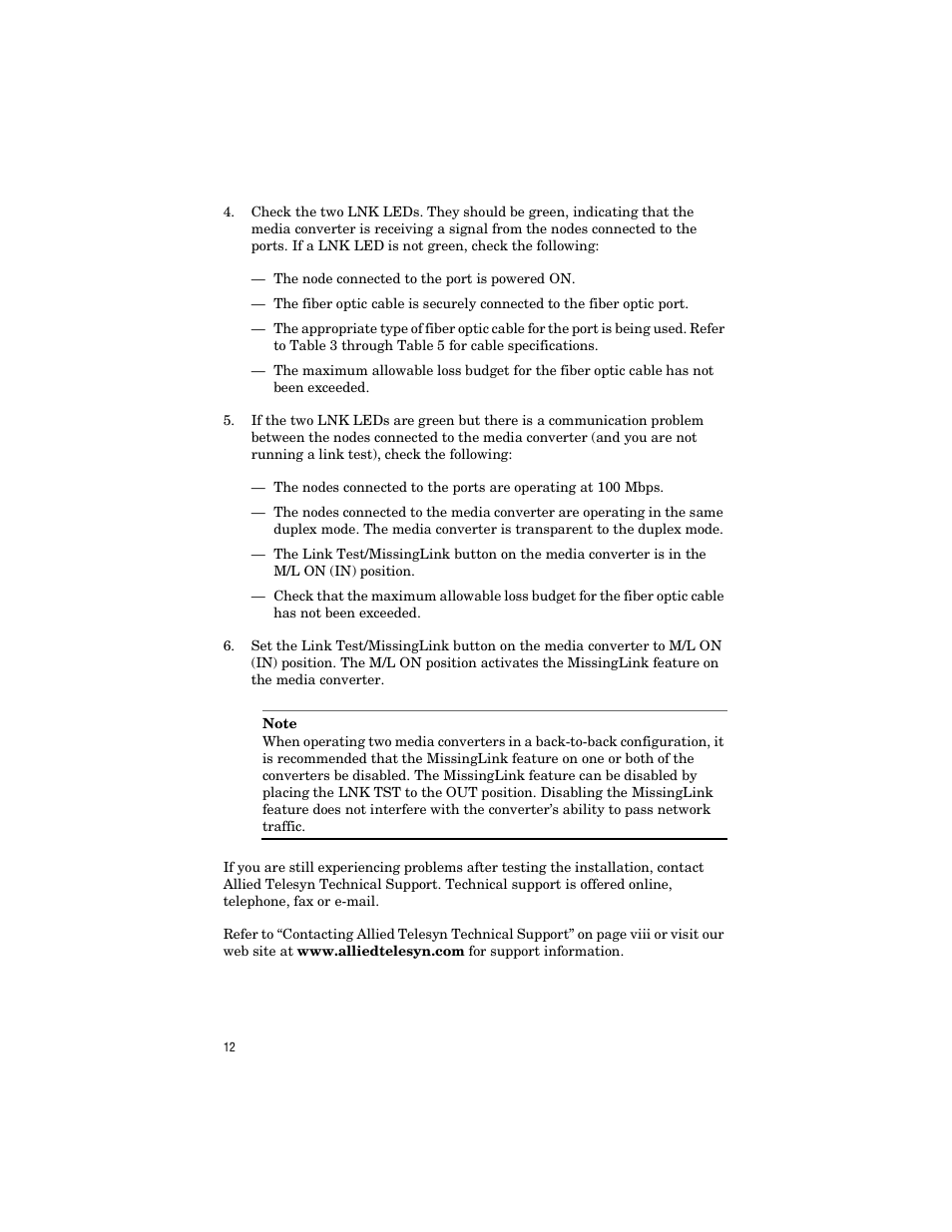 Allied Telesis AT-MC104ST/FS3, FS4 User Manual | Page 22 / 42
