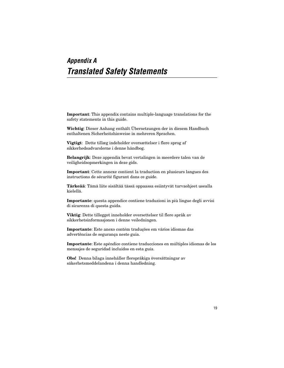 Appendix a, Translated safety statements | Allied Telesis AT-MC104ST/FS3, FS4 User Manual | Page 29 / 42