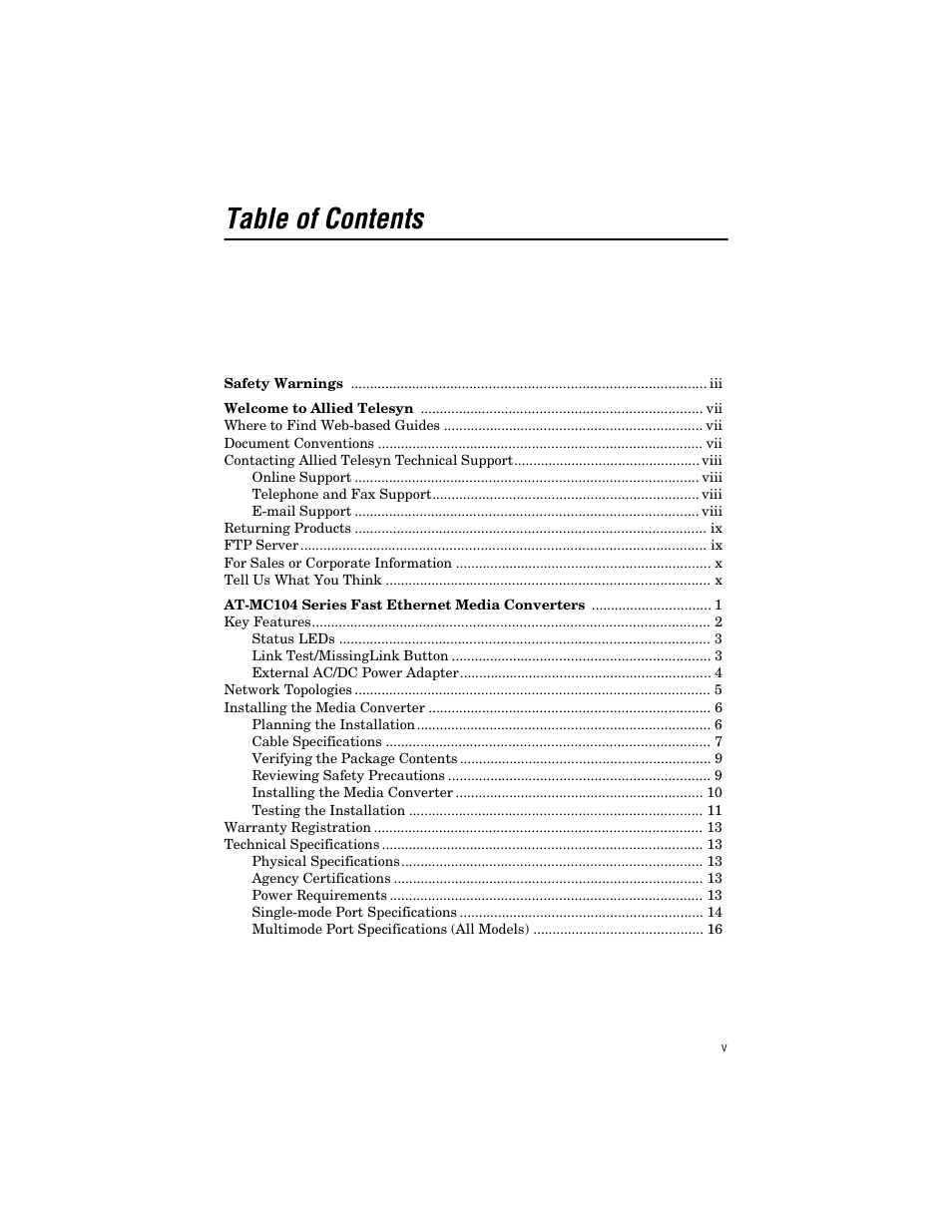 Allied Telesis AT-MC104ST/FS3, FS4 User Manual | Page 5 / 42