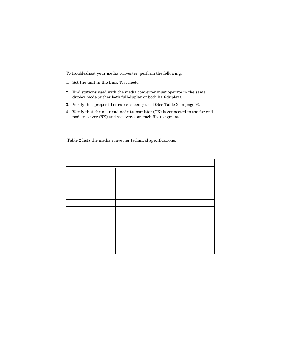 Troubleshooting, Technical specifications, Troubleshooting technical specifications | Allied Telesis AT-MC104LH User Manual | Page 14 / 28