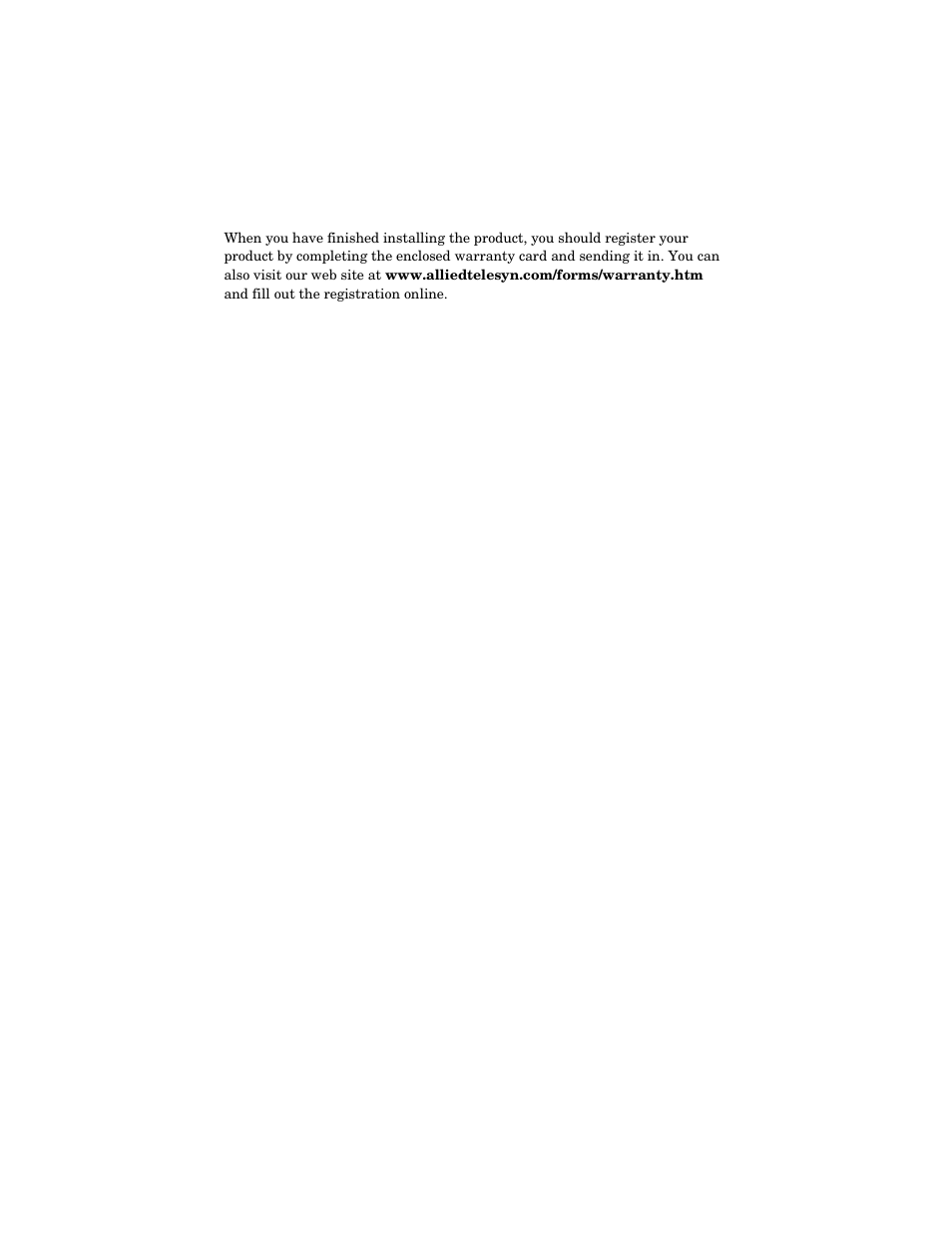Warranty registration | Allied Telesis AT-MCM02 User Manual | Page 38 / 52