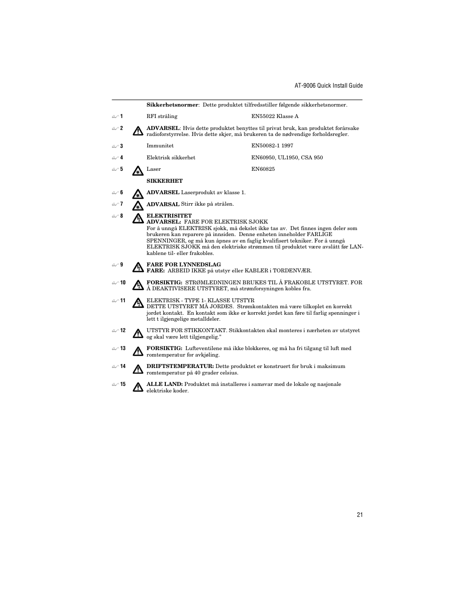 Allied Telesis AT-9006LX/SC User Manual | Page 31 / 38