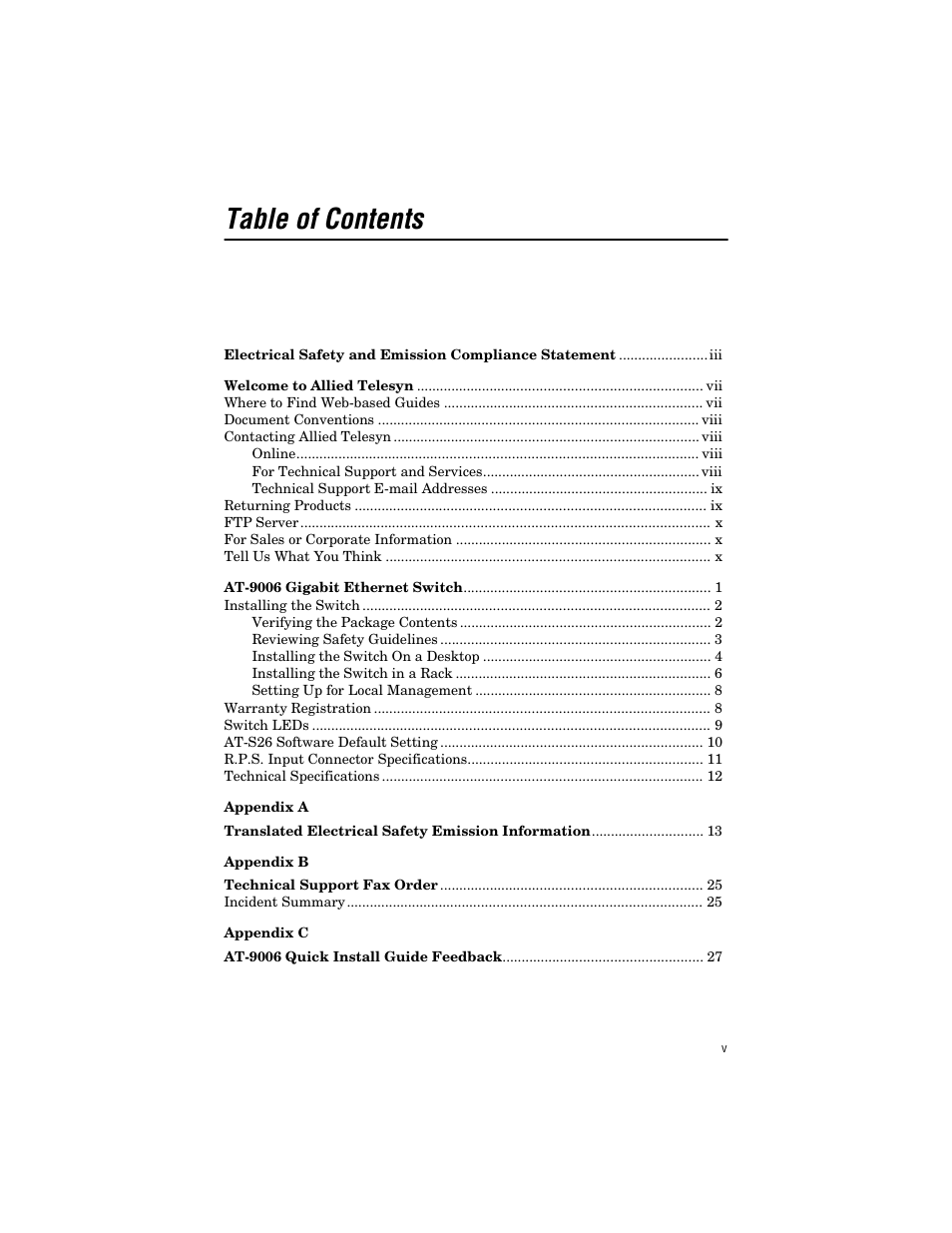 Allied Telesis AT-9006LX/SC User Manual | Page 5 / 38