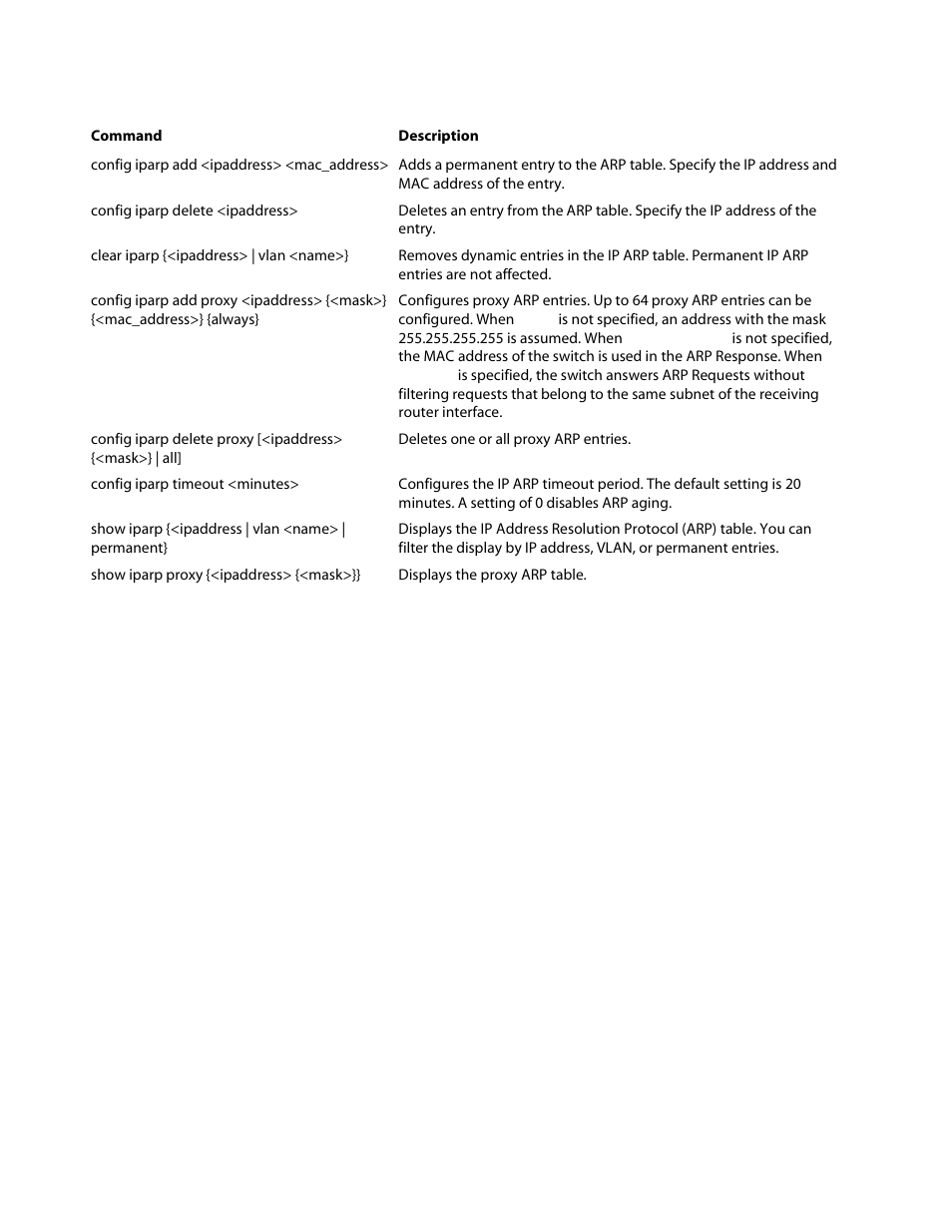 Ip arp commands | Allied Telesis AT-8550 User Manual | Page 20 / 36