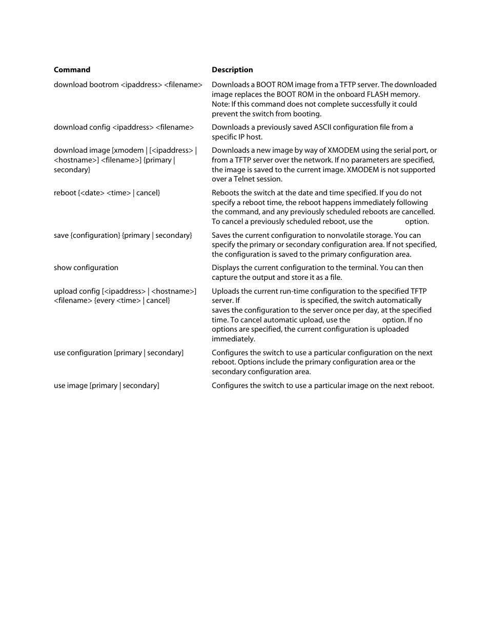 Configuration and image commands | Allied Telesis AT-8550 User Manual | Page 35 / 36