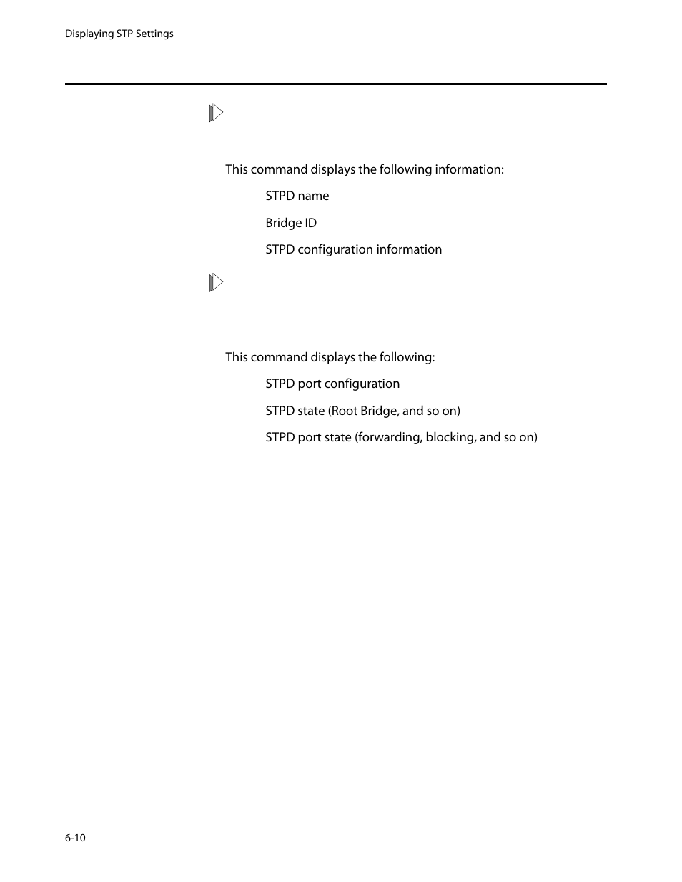 Displaying stp settings, Displaying stp settings -10 | Allied Telesis AT-8550 User Manual | Page 104 / 260