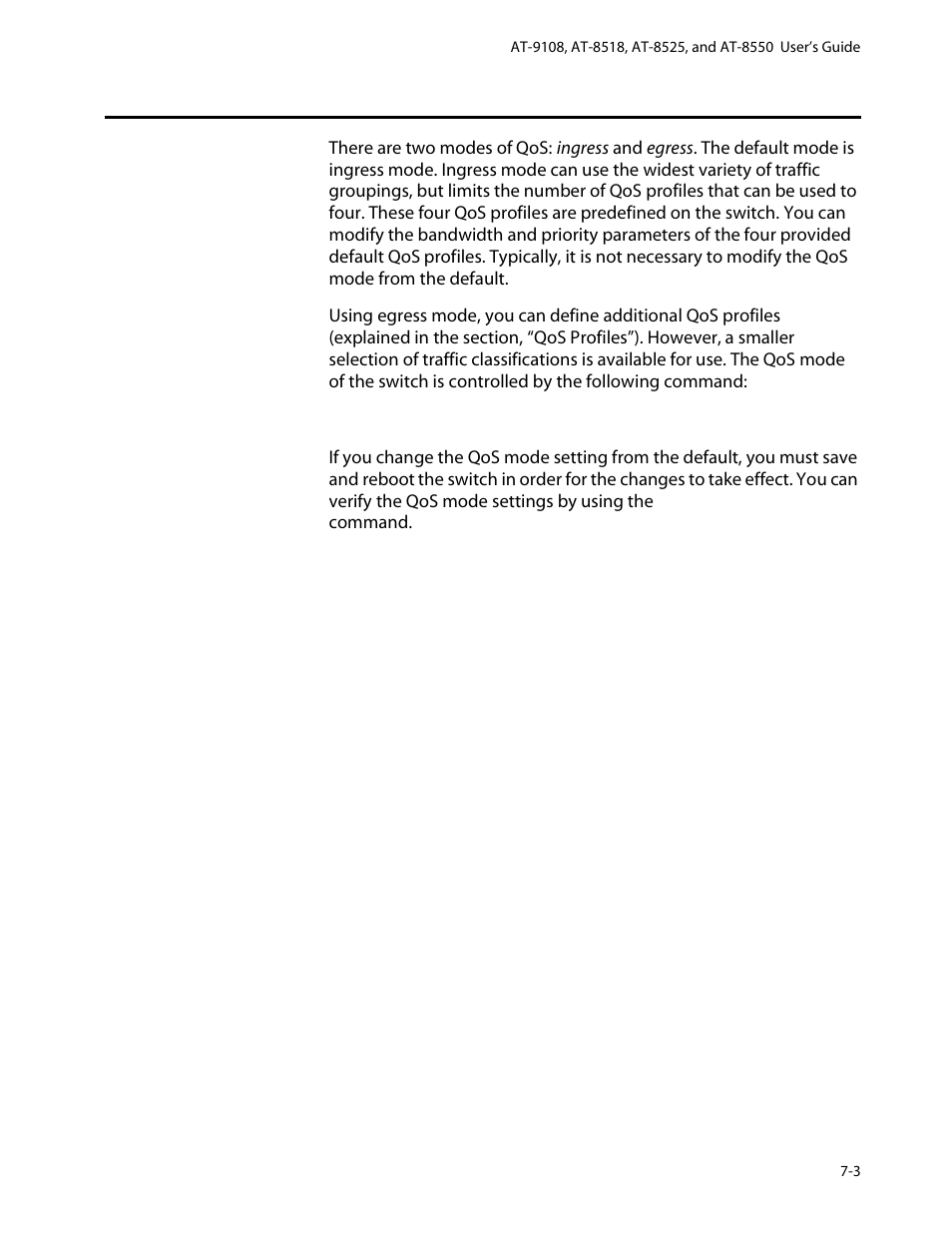 Qos mode, Qos mode -3 | Allied Telesis AT-8550 User Manual | Page 109 / 260