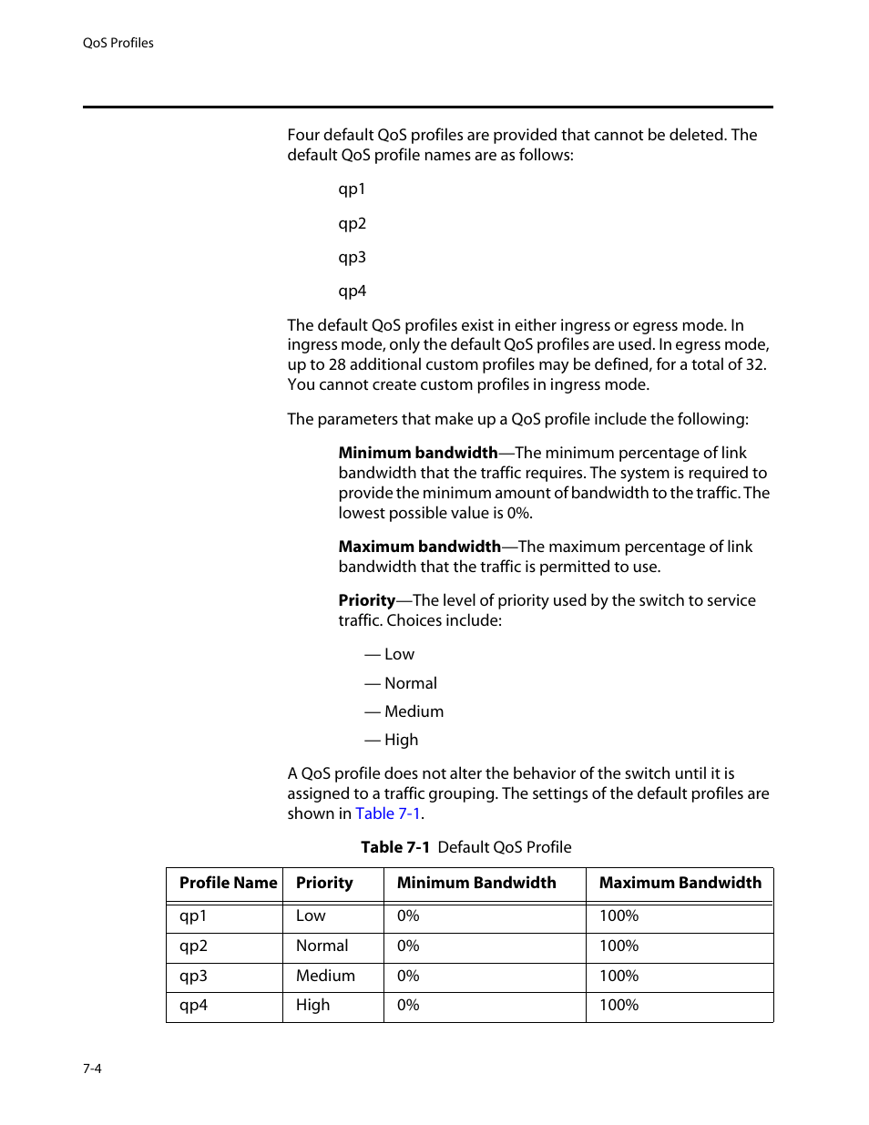 Qos profiles, Qos profiles -4 | Allied Telesis AT-8550 User Manual | Page 110 / 260
