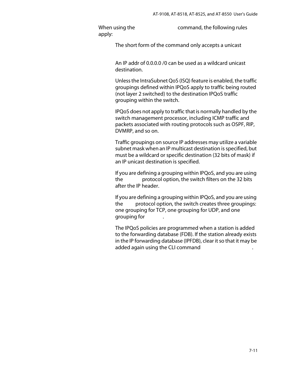 Ipqos implementation rules, Ipqos implementation rules -11 | Allied Telesis AT-8550 User Manual | Page 117 / 260