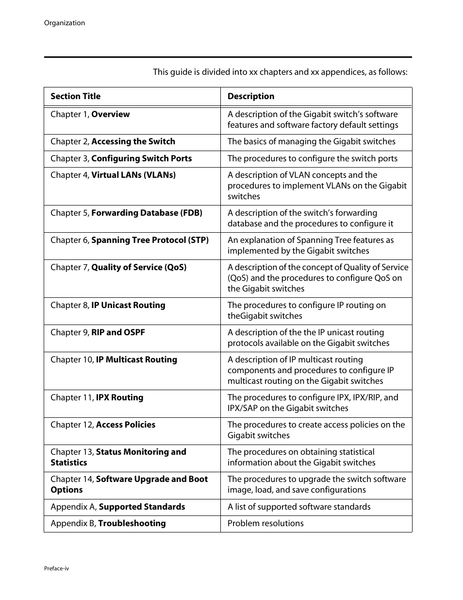 Organization | Allied Telesis AT-8550 User Manual | Page 12 / 260