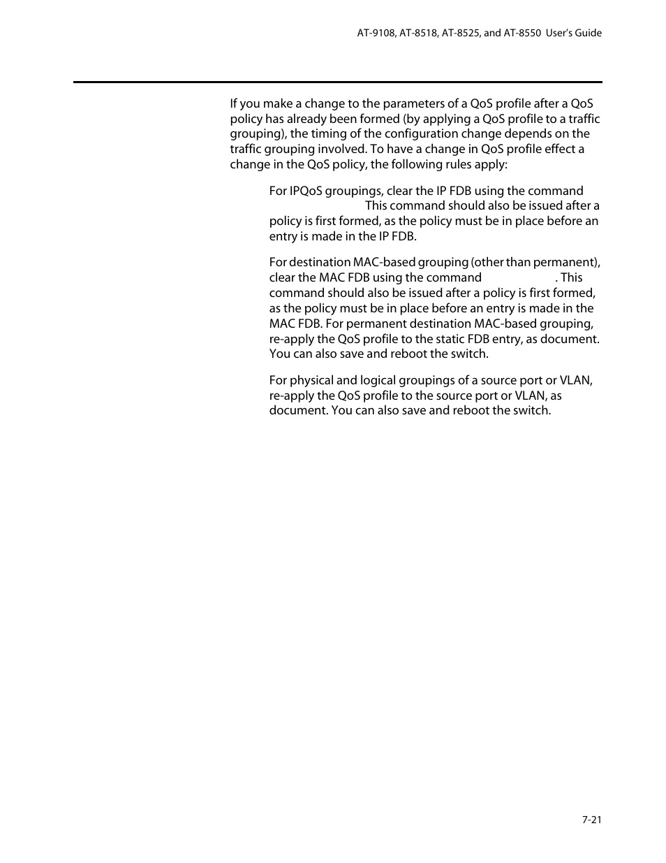 Modifying a qos policy, Modifying a qos policy -21 | Allied Telesis AT-8550 User Manual | Page 127 / 260
